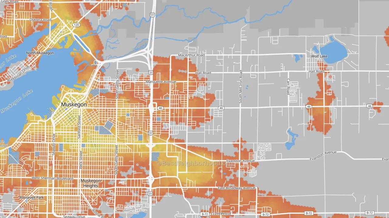 Bike Grade map of 49442, MI