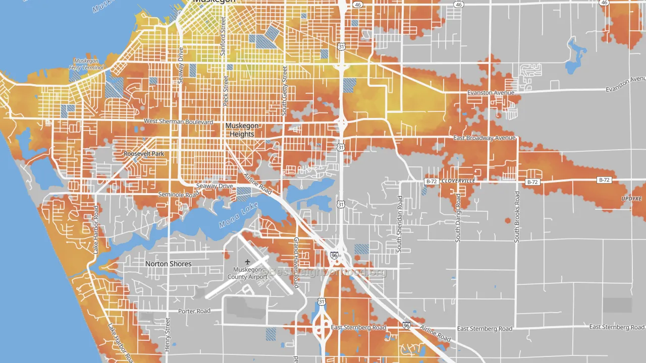 Bike Grade map of 49444, MI