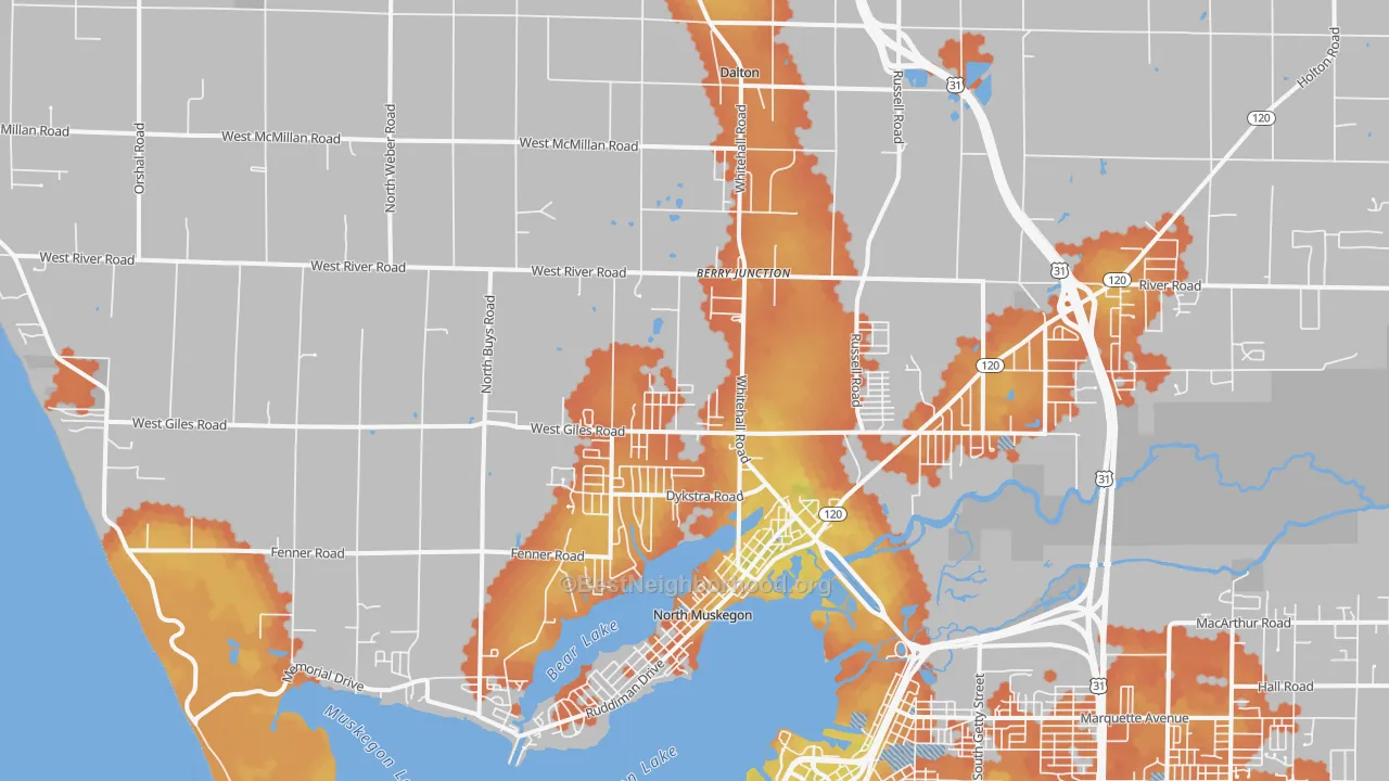 Bike Grade map of 49445, MI