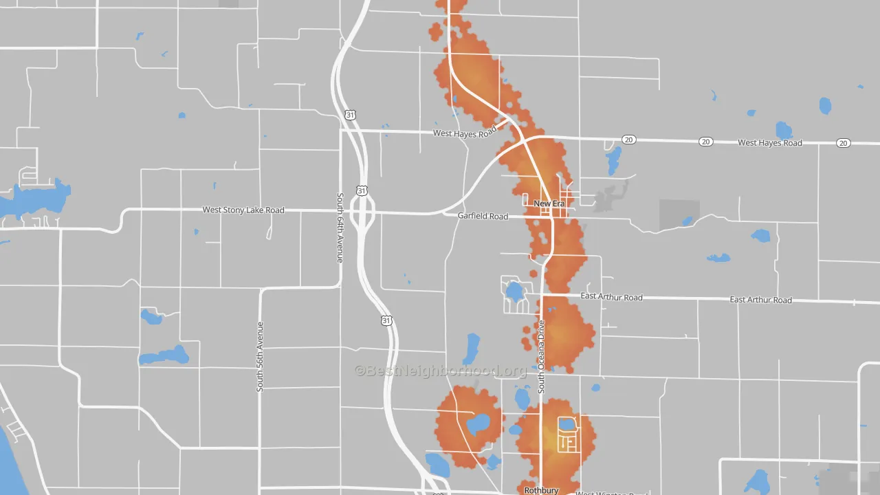 Bike Grade map of 49446, MI