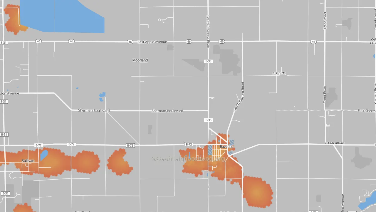 Bike Grade map of 49451, MI
