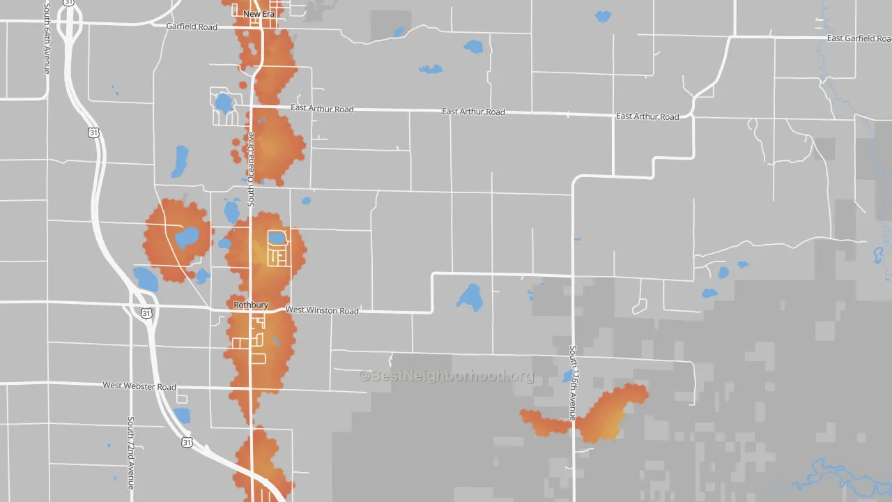 Bike Grade map of 49452, MI