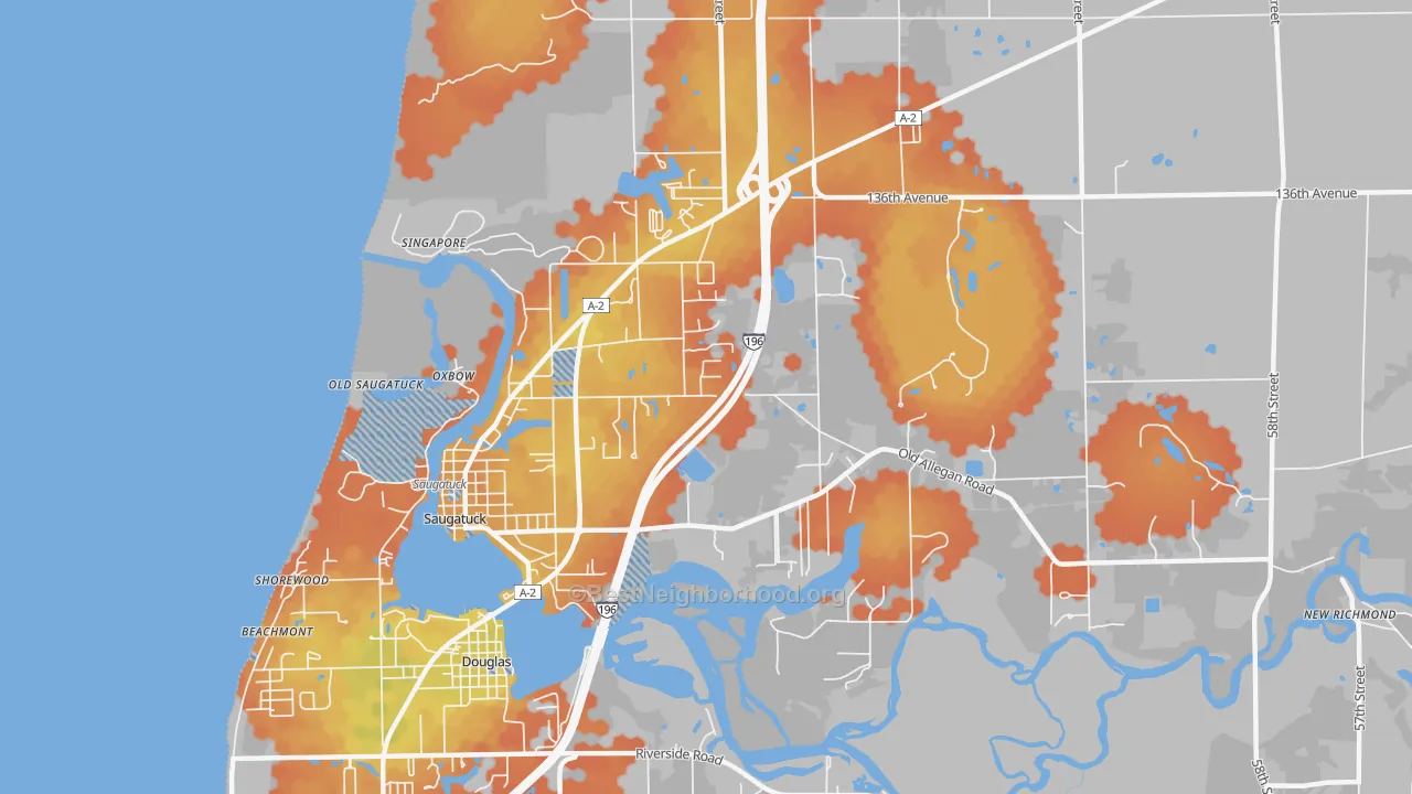 Bike Grade map of 49453, MI