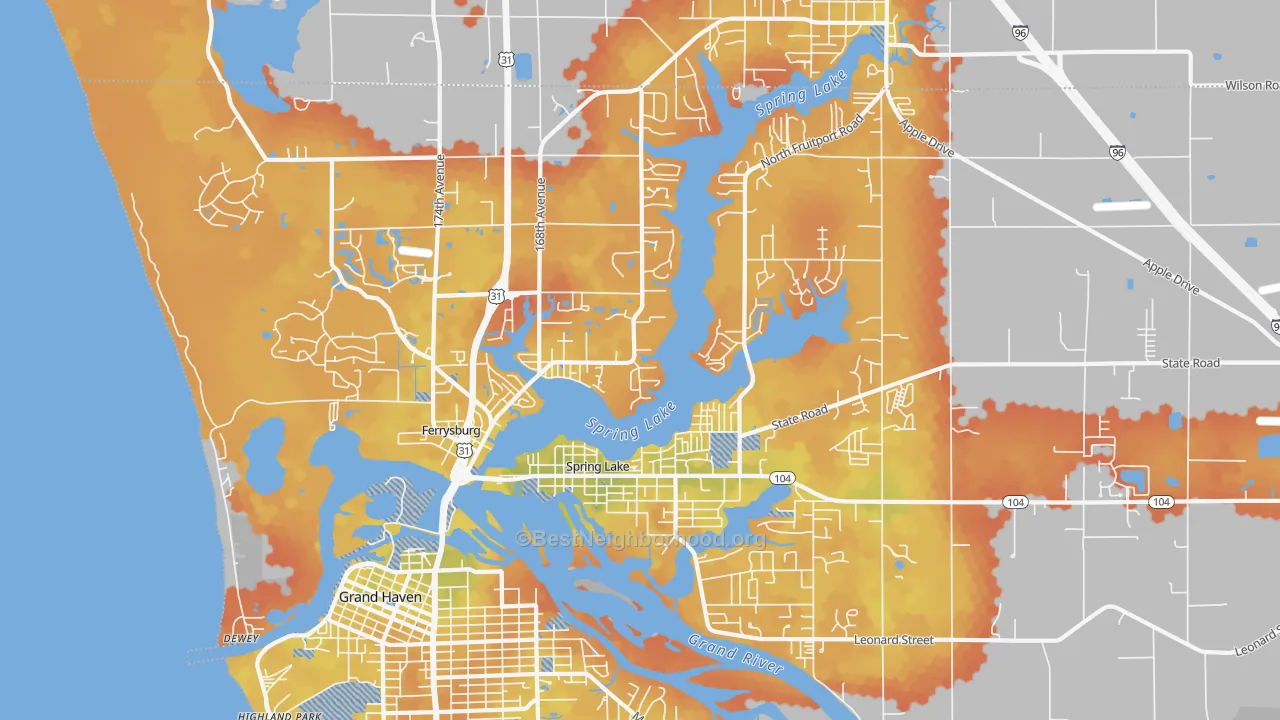 Bike Grade map of 49456, MI