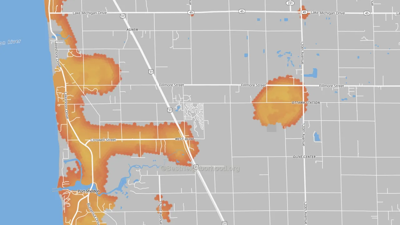 Bike Grade map of 49460, MI