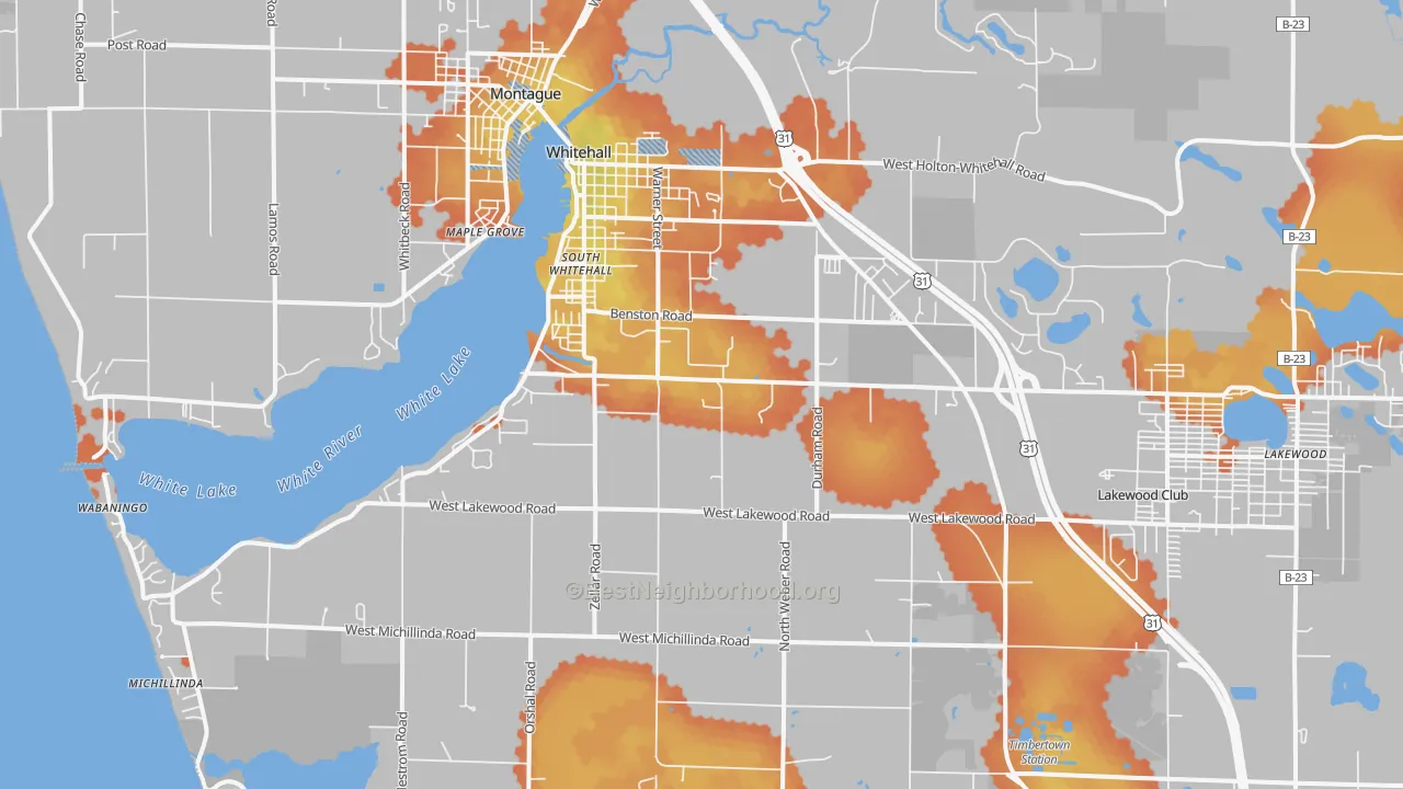 Bike Grade map of 49461, MI