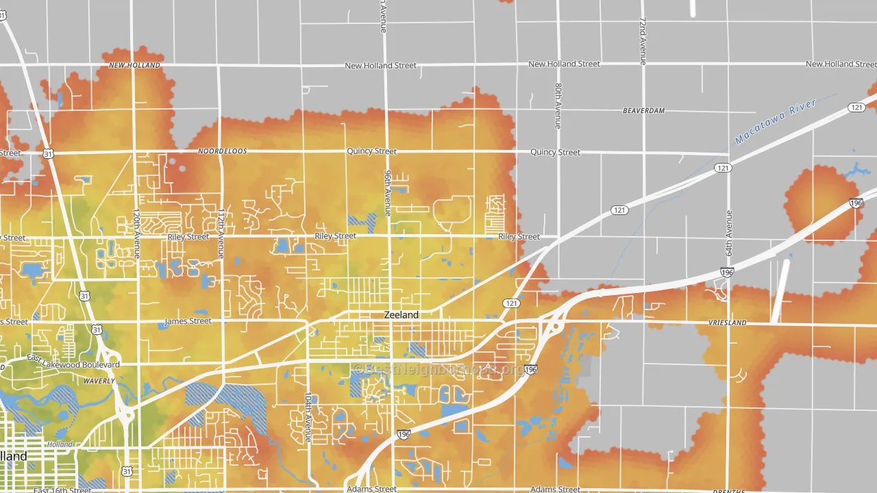 Bike Grade map of 49464, MI