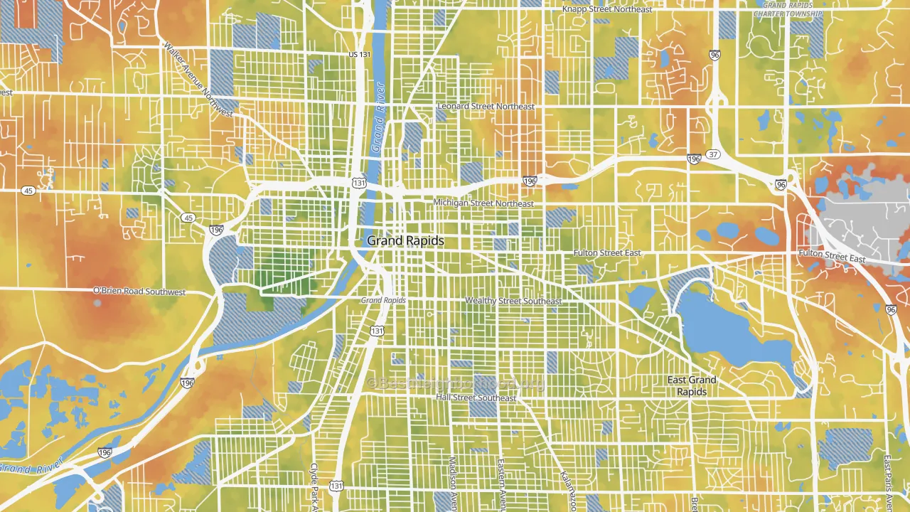 Bike Grade map of 49503, MI