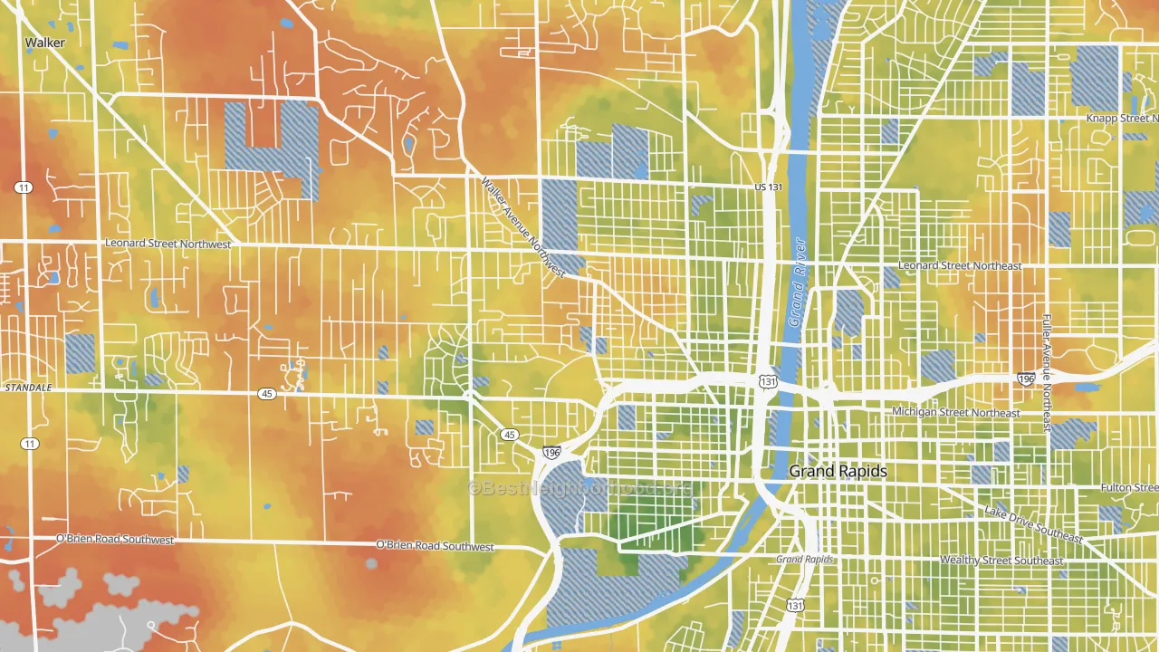 Bike Grade map of 49504, MI