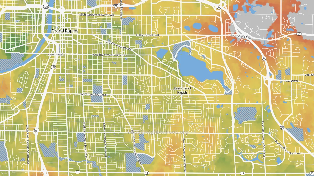 Bike Grade map of 49506, MI