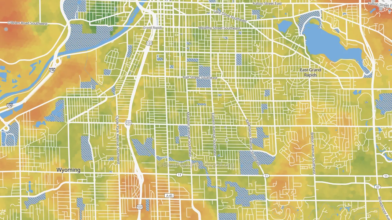 Bike Grade map of 49507, MI