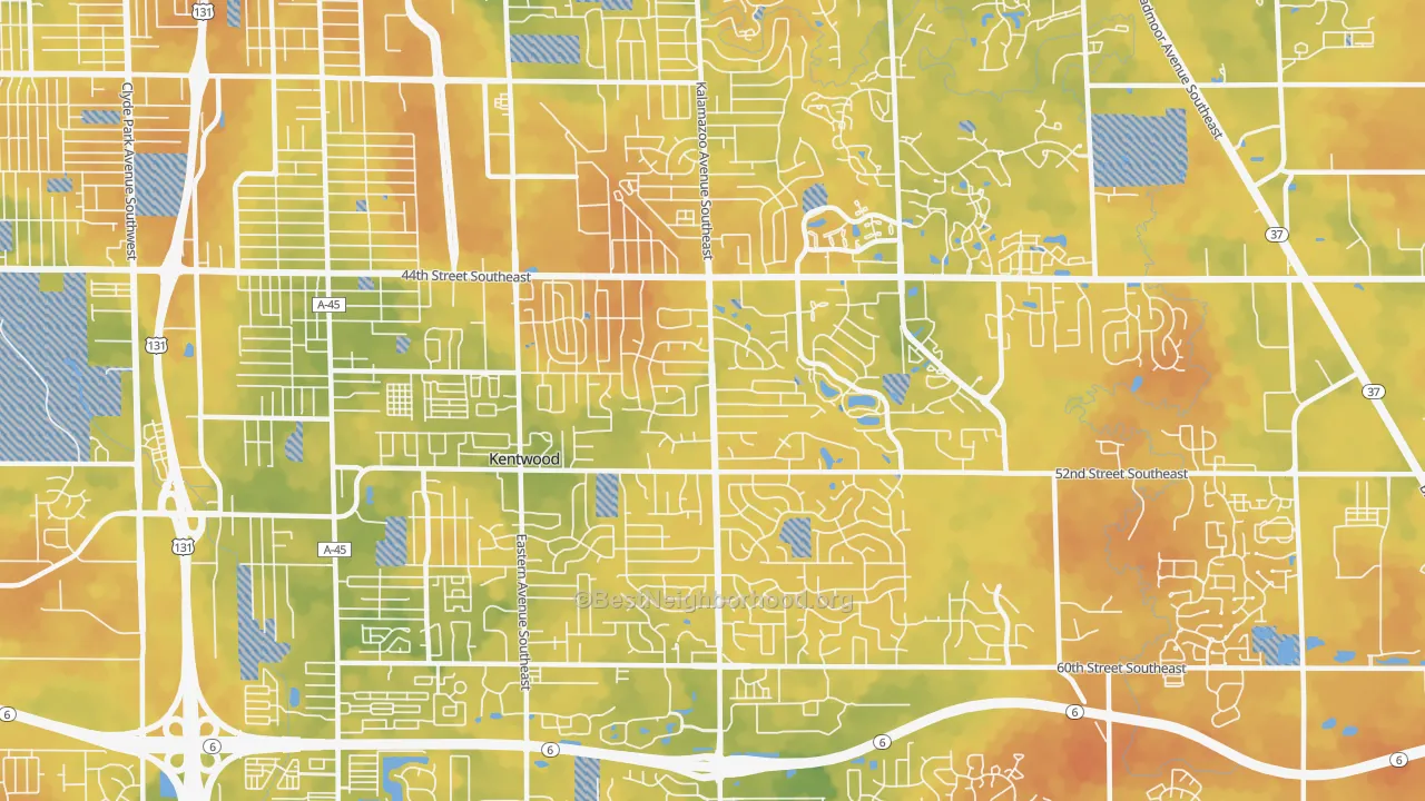 Bike Grade map of 49508, MI