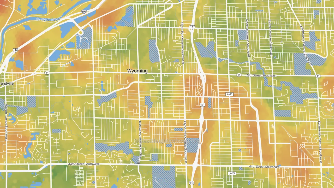 Bike Grade map of 49509, MI