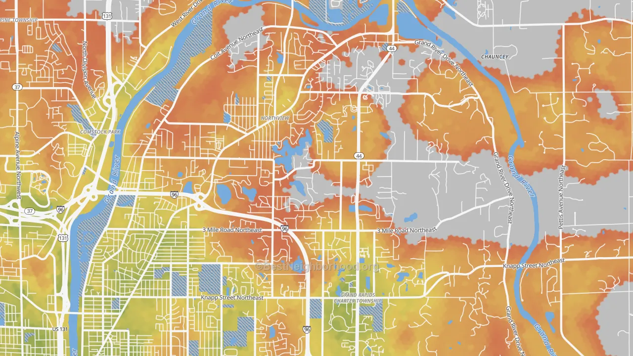 Bike Grade map of 49525, MI