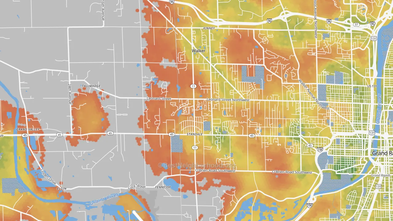 Bike Grade map of 49534, MI