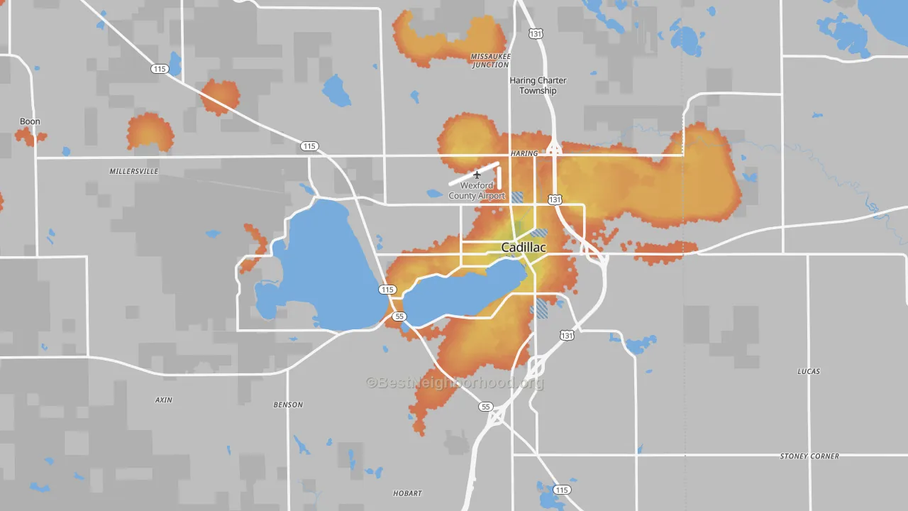 Bike Grade map of 49601, MI