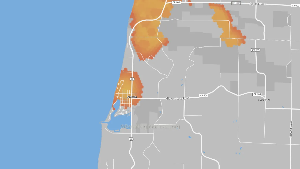 Bike Grade map of 49613, MI