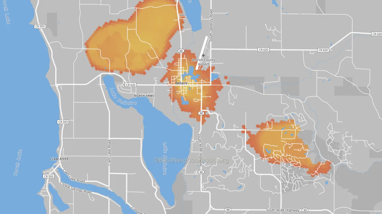 Bike Grade map of 49615, MI