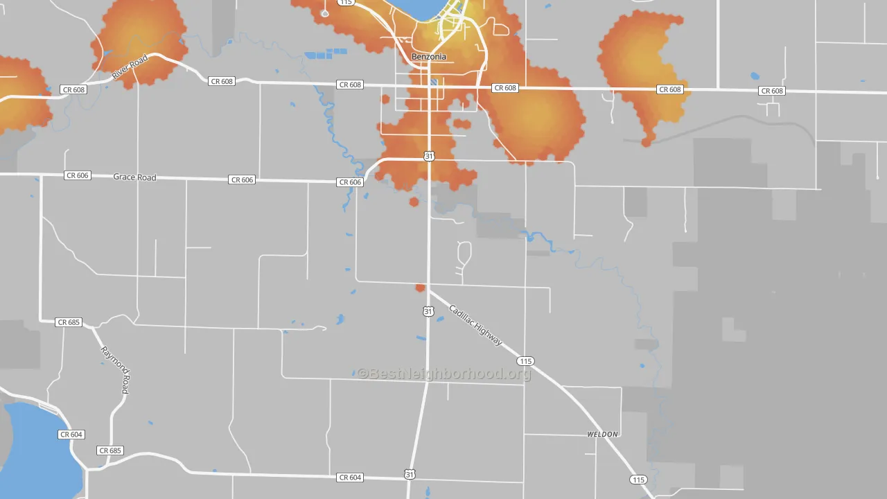 Bike Grade map of 49616, MI