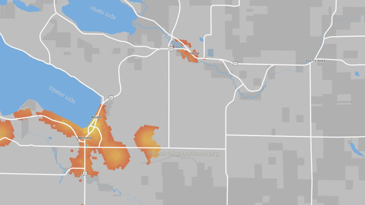 Bike Grade map of 49617, MI