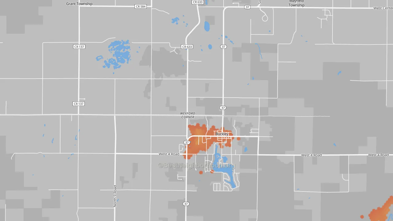 Bike Grade map of 49620, MI