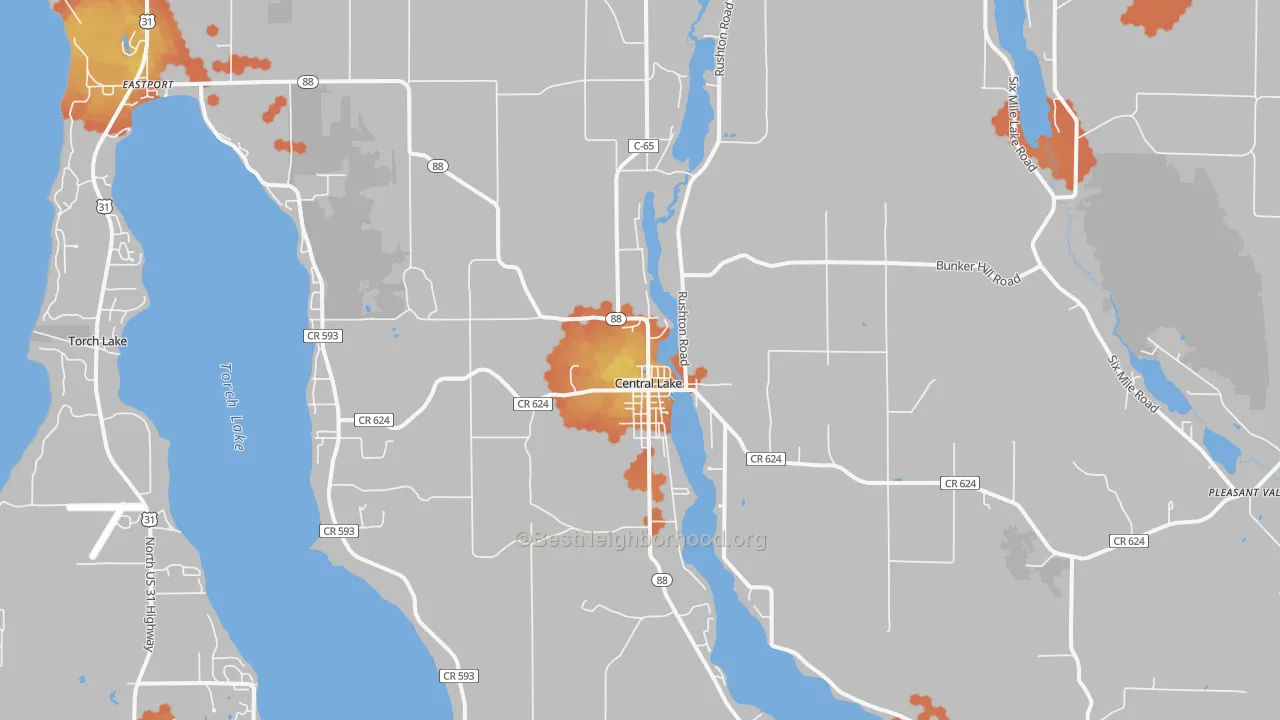 Bike Grade map of 49622, MI