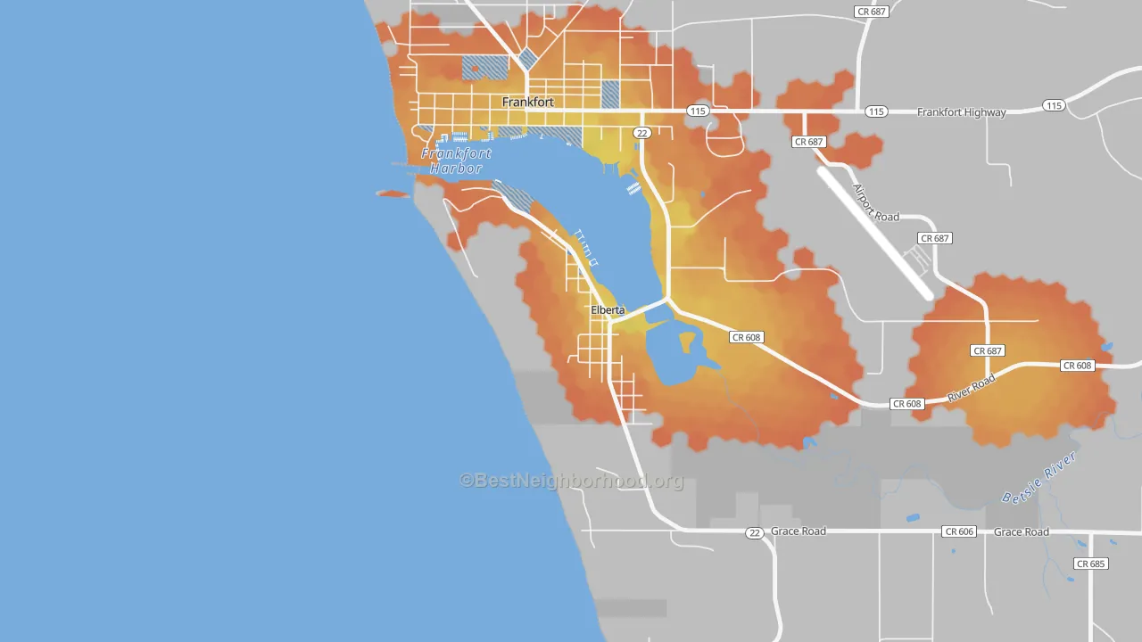 Bike Grade map of 49628, MI