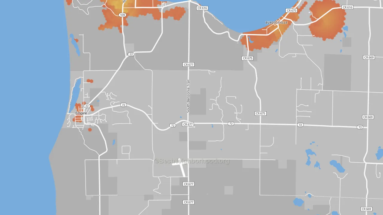 Bike Grade map of 49630, MI