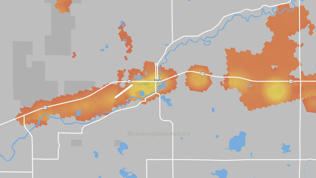 Bike Grade map of 49631, MI
