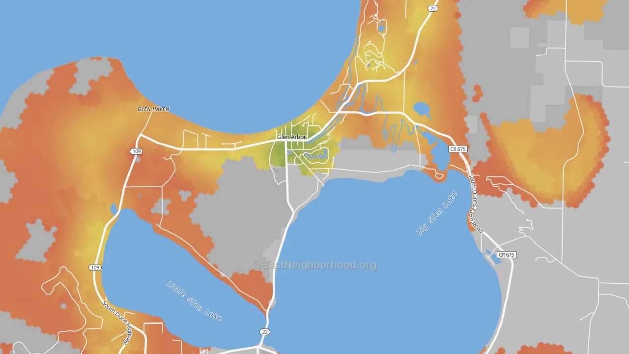 Bike Grade map of 49636, MI
