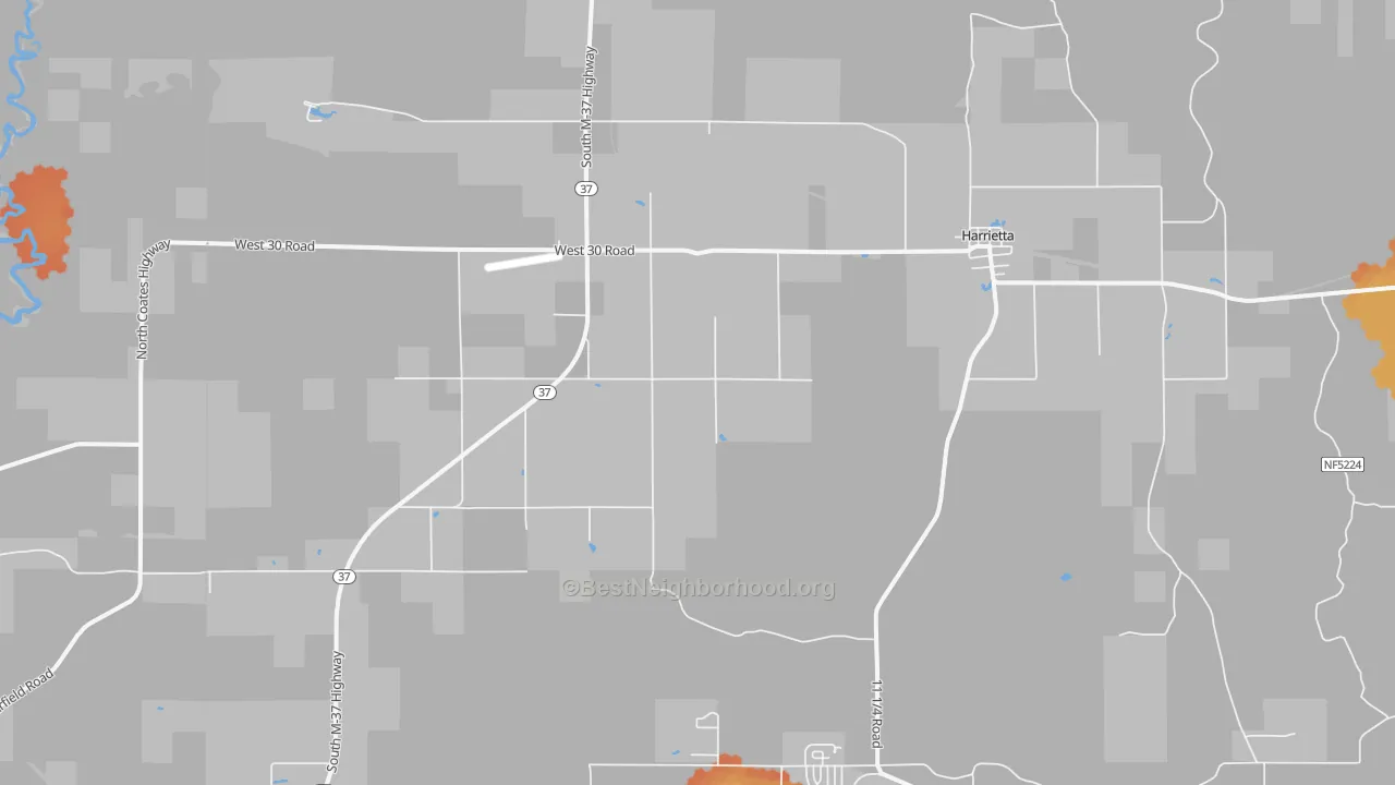 Bike Grade map of 49638, MI