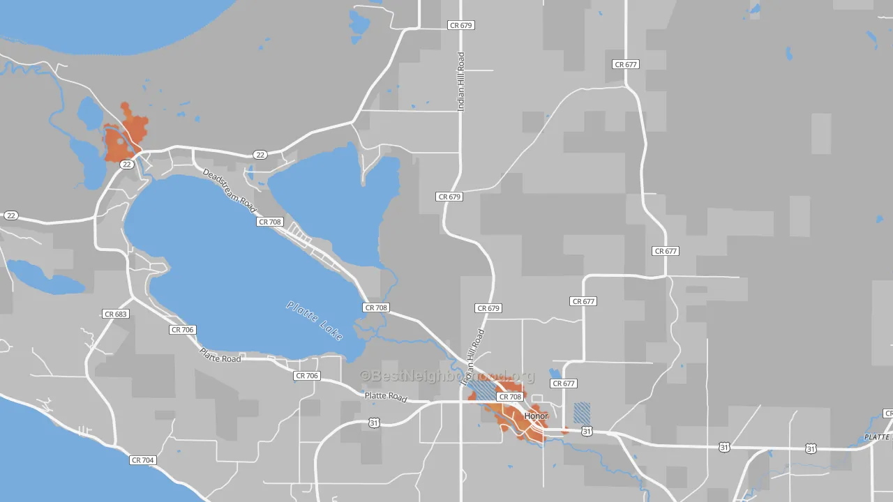 Bike Grade map of 49640, MI