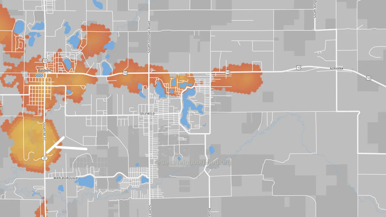 Bike Grade map of 49642, MI