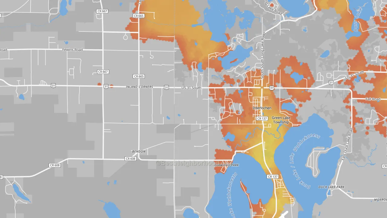 Bike Grade map of 49643, MI