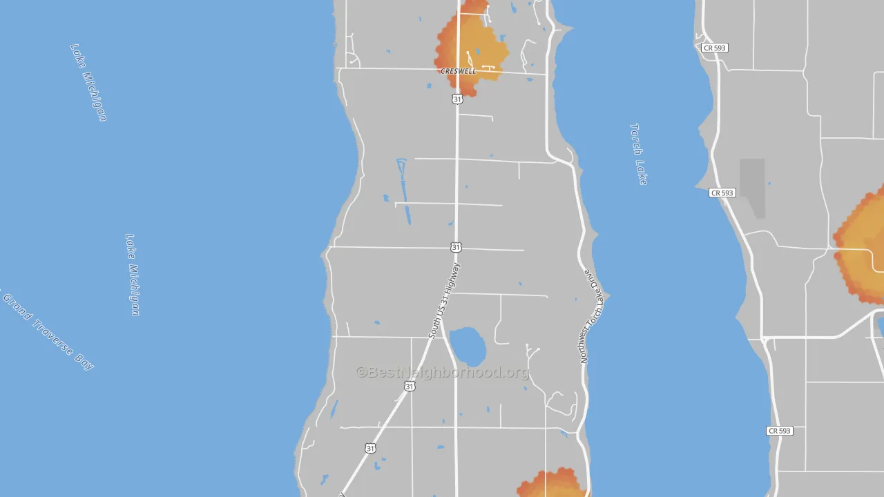 Bike Grade map of 49648, MI