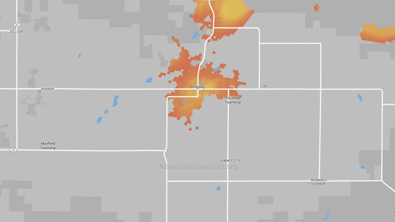 Bike Grade map of 49649, MI