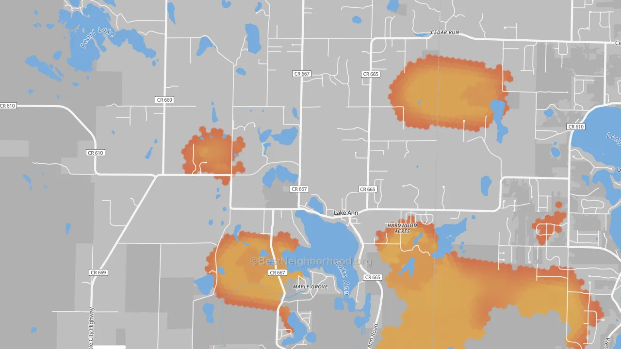 Bike Grade map of 49650, MI