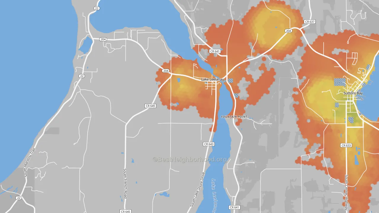 Bike Grade map of 49653, MI