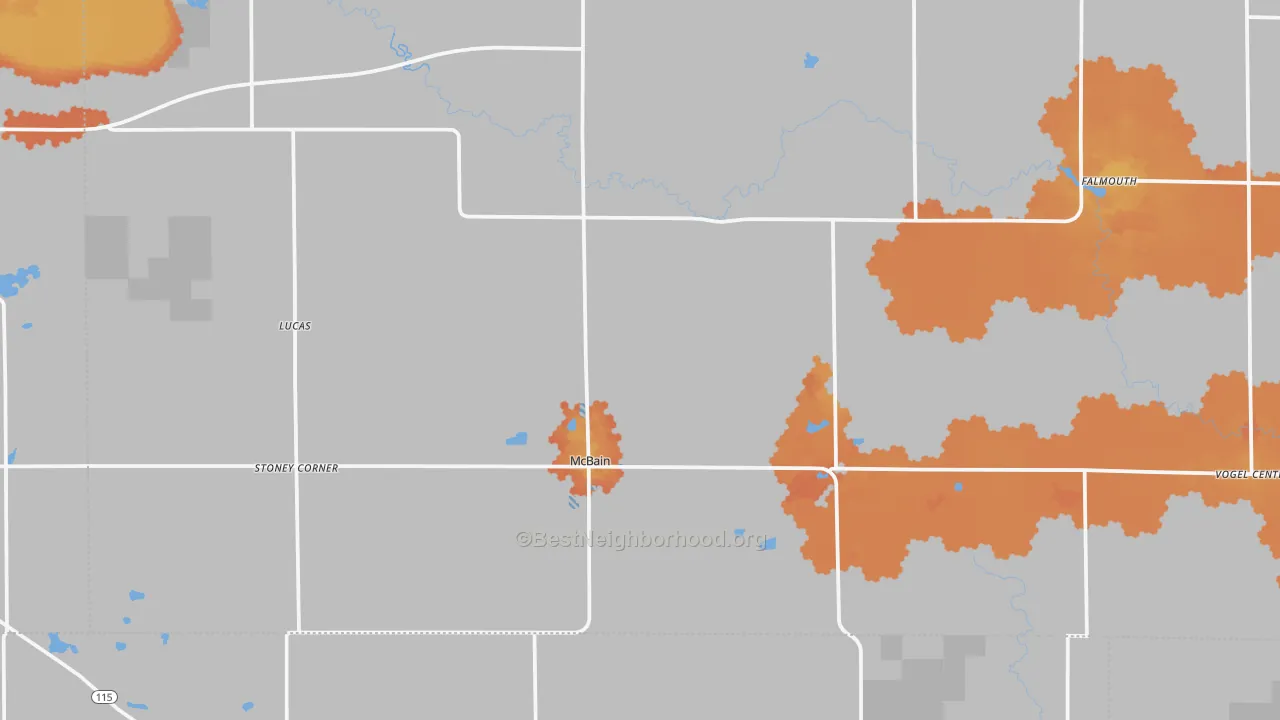 Bike Grade map of 49657, MI