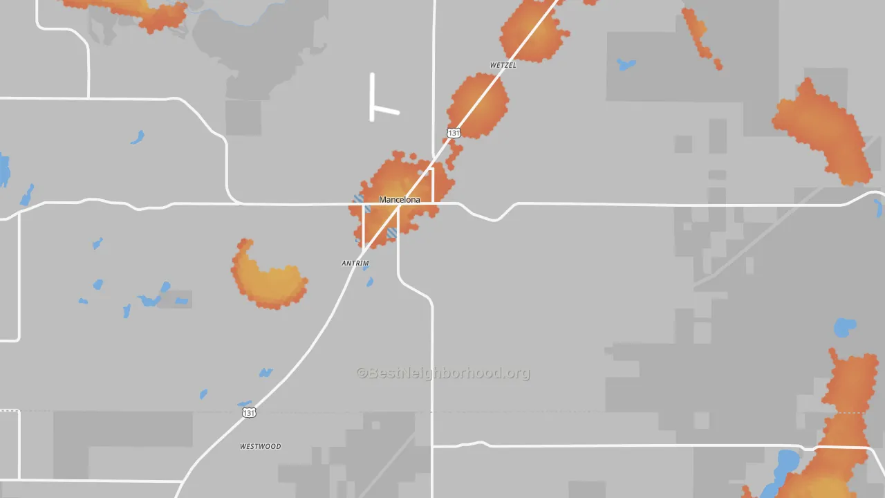 Bike Grade map of 49659, MI