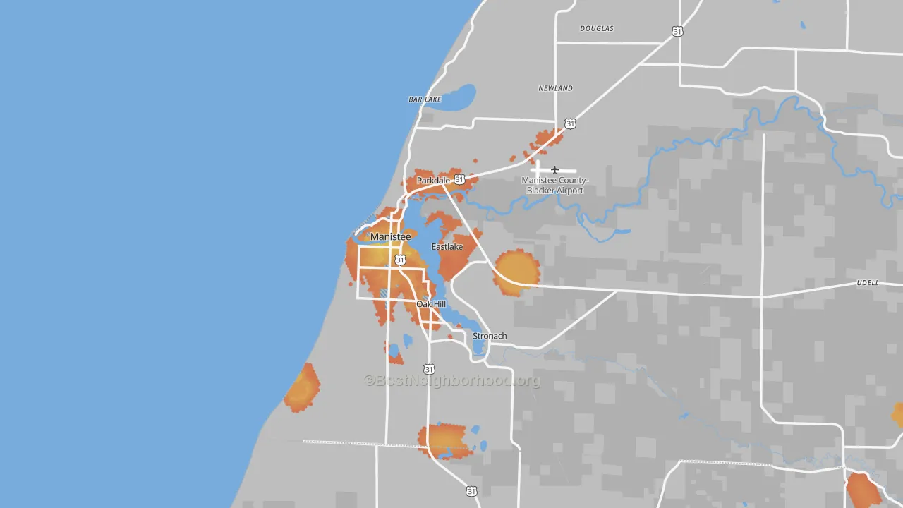 Bike Grade map of 49660, MI