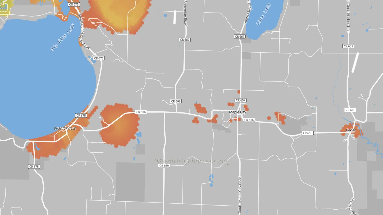 Bike Grade map of 49664, MI