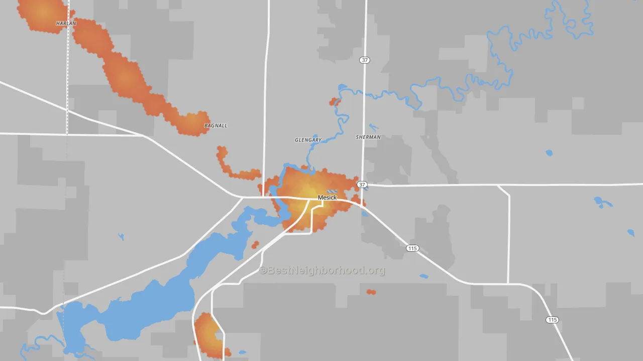 Bike Grade map of 49668, MI
