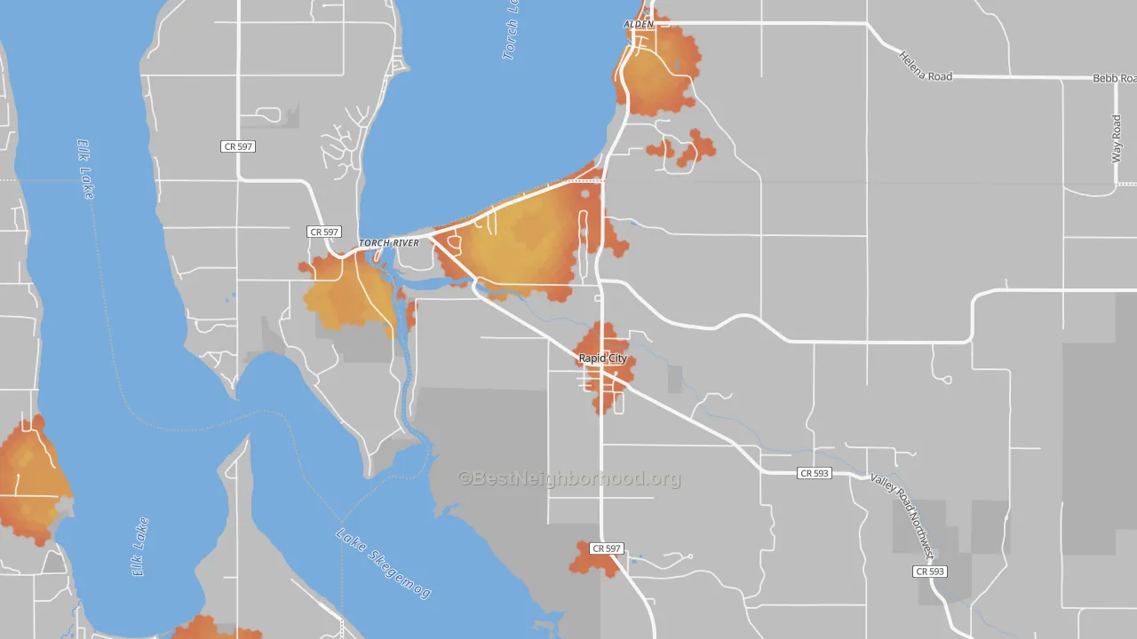 Bike Grade map of 49676, MI