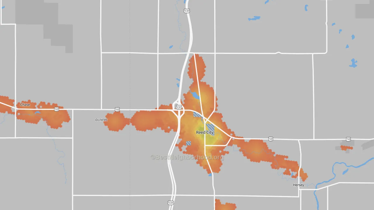 Bike Grade map of 49677, MI