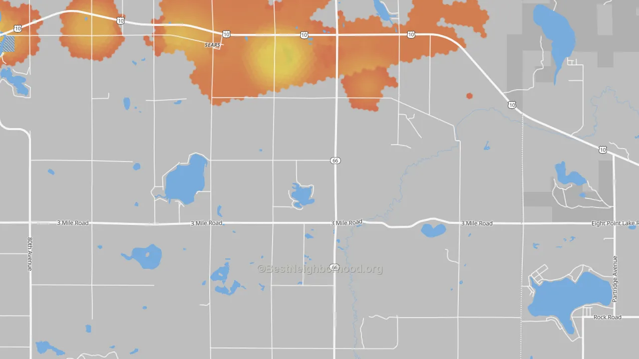 Bike Grade map of 49679, MI