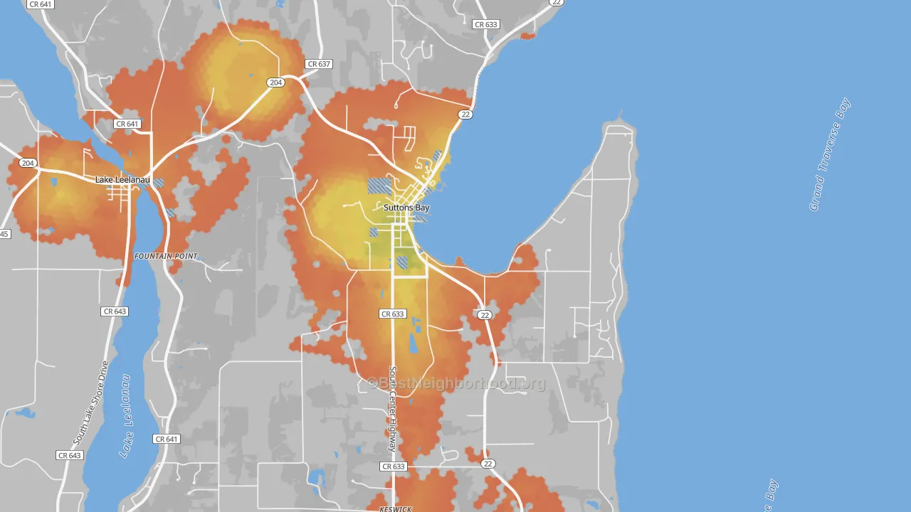 Bike Grade map of 49682, MI