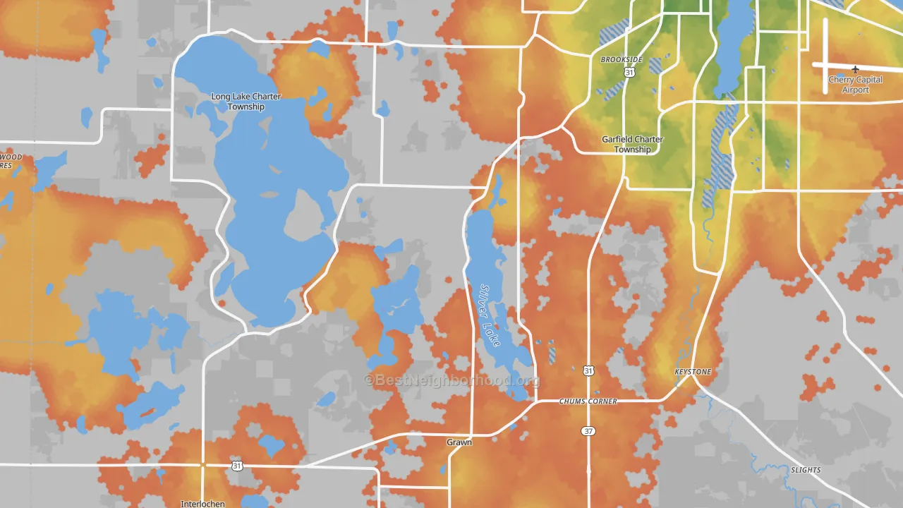 Bike Grade map of 49685, MI