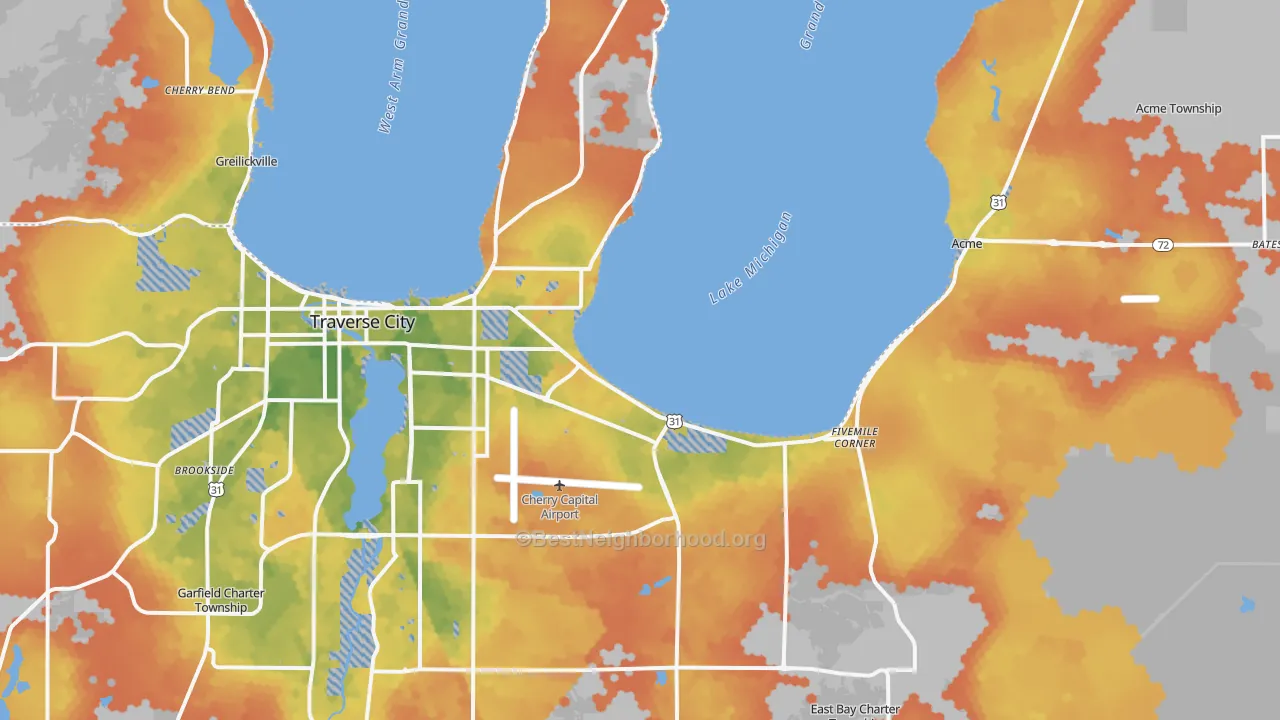 Bike Grade map of 49686, MI