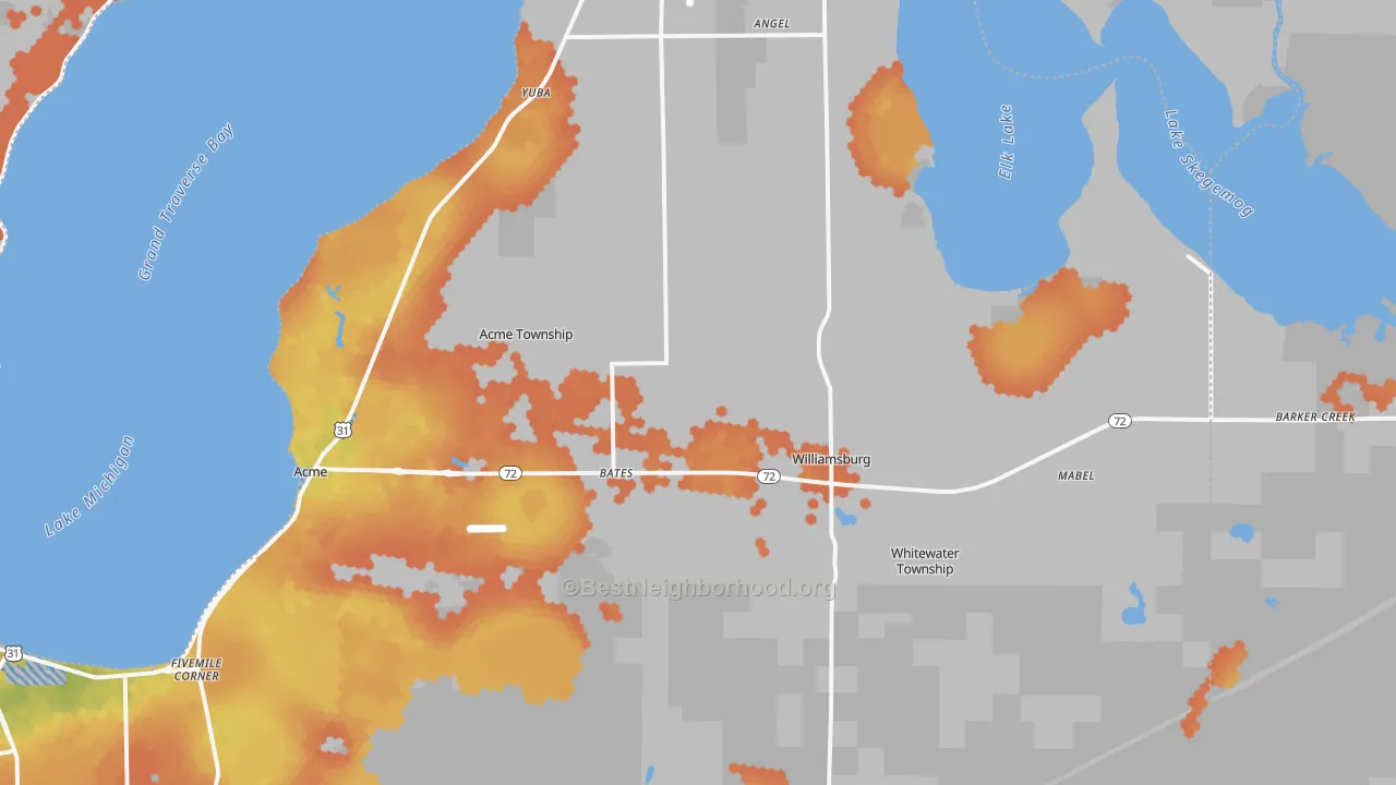 Bike Grade map of 49690, MI